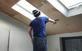 plastering a new ceiling in Stockport